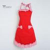 Women Cute Bowknot Decor Pocket Apron Plaid Print Splicing Adjustable Lace-up Kitchen Flirty Apron Mother Day Gift