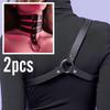 2PCs Women's Adjustable Black Leather Bondage Set (Includes Collar) — Gothic Lingerie, O-Ring Design