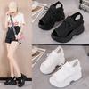 Flying Woven Mesh Wedge Heel Sandals Summer Fish Mouth High Heel Casual Small Large Size Sandals