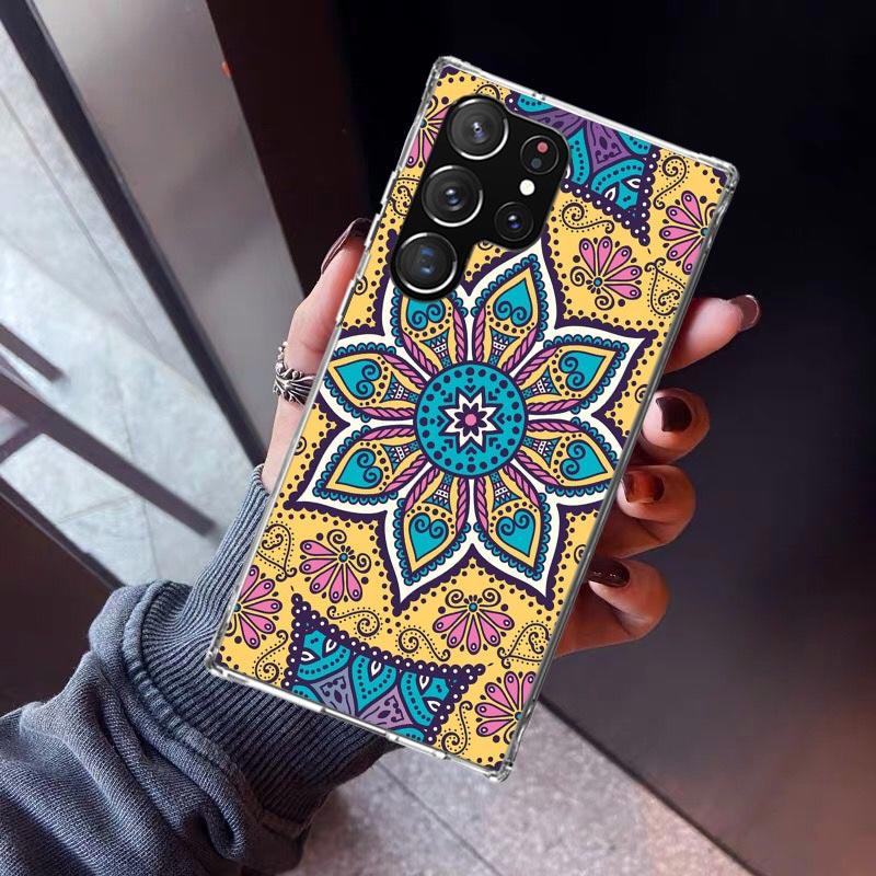 Totem Mandala Colorful Flower Phone Case For Samsung Galaxy S23 S24 S25 Edge S26 Ultra S22 + S21 Plus S20 FE Cover Silicone Prin