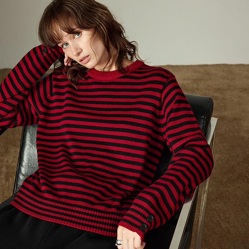 Women's Retro Color Block Stripe Knit Sweater