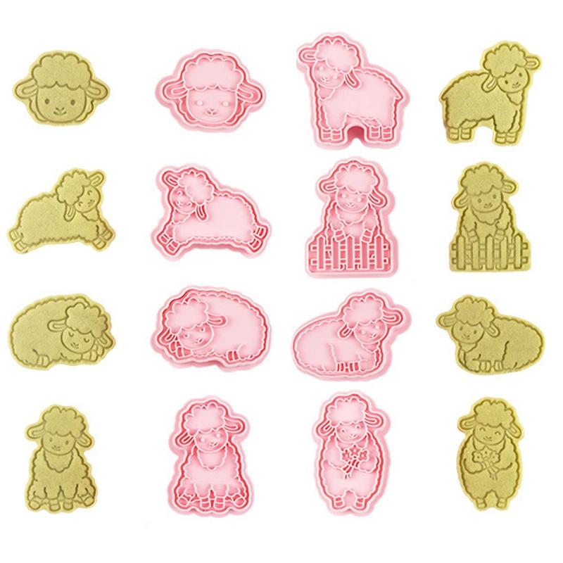 8 Pieces Cookie Cutters Sheep Shaped Biscuit Mold Kitchen Tools Food Grade Plastic Material Baking Supplies for Children