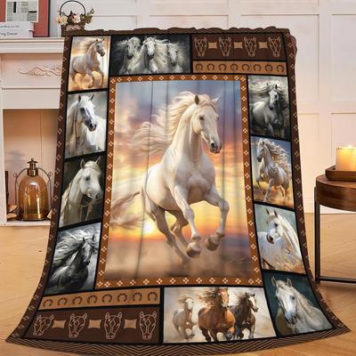 Pferdedecke Pferde Überwurfdecke Geschenke für Kinder Mädchen Jungen Erwachsene Frauen Männer Super Weich Gemütlich Plüsch Flauschig Fuzzy Fleece Decke