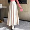 Women's Thickened A-line Knitted Midi Skirt - Autumn/Winter Collection, Petite To Plus Size, Long Length, Elegant Swing Style 