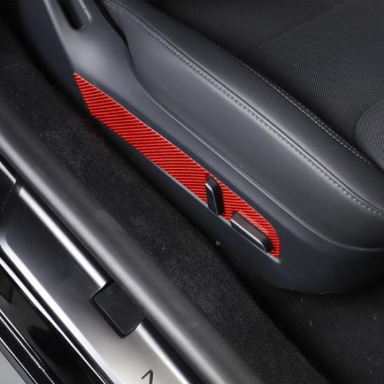 Red Carbon Fiber Seat Adjustment Button Trim Sticker for Tesla Model 3 -24