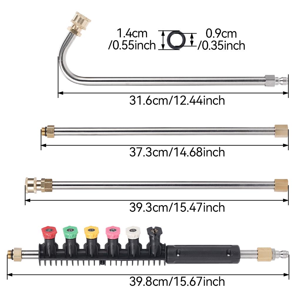 High-pressure Extension Rod For Car Washer Water Gun Cleaning Machine Extension Rod 2M 6-color Nozzle 1/4Quick Connect Car Parts