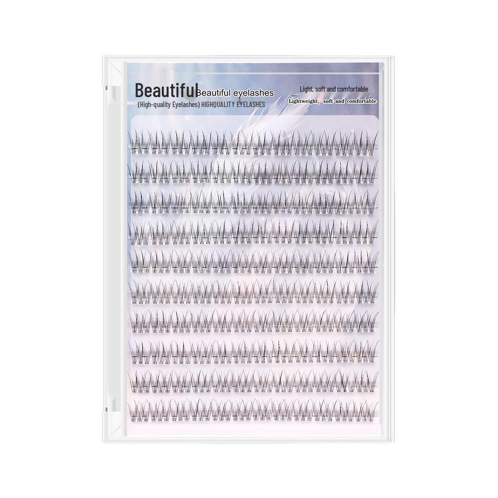 120-Tuft Natural Segmented Single Tuft Fishtail False Eyelashes, Glue-Free and Stemless