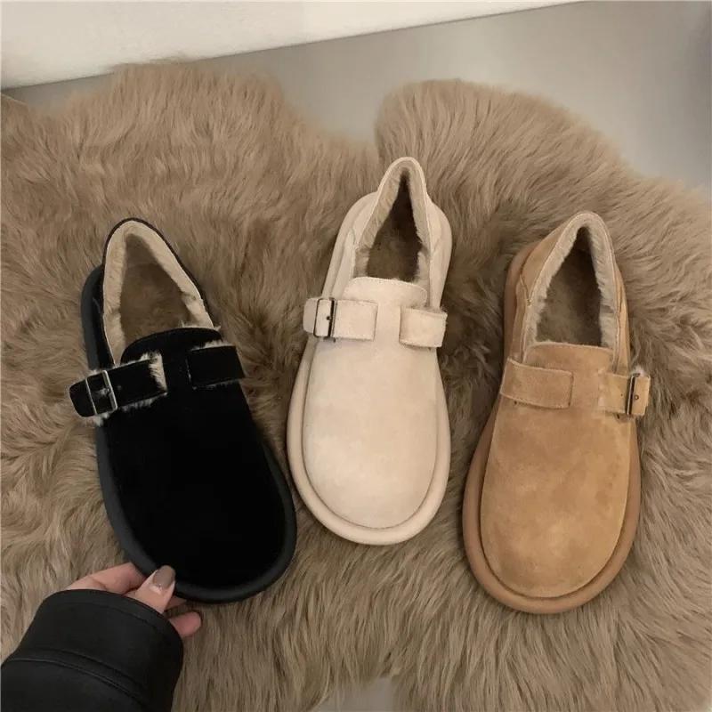 2024 New Women's Shoes Sen Series Khaki Flat Shoes French Retro Single Shoes Lefu Shoes Frosted Boken Shoes Autumn and Winter