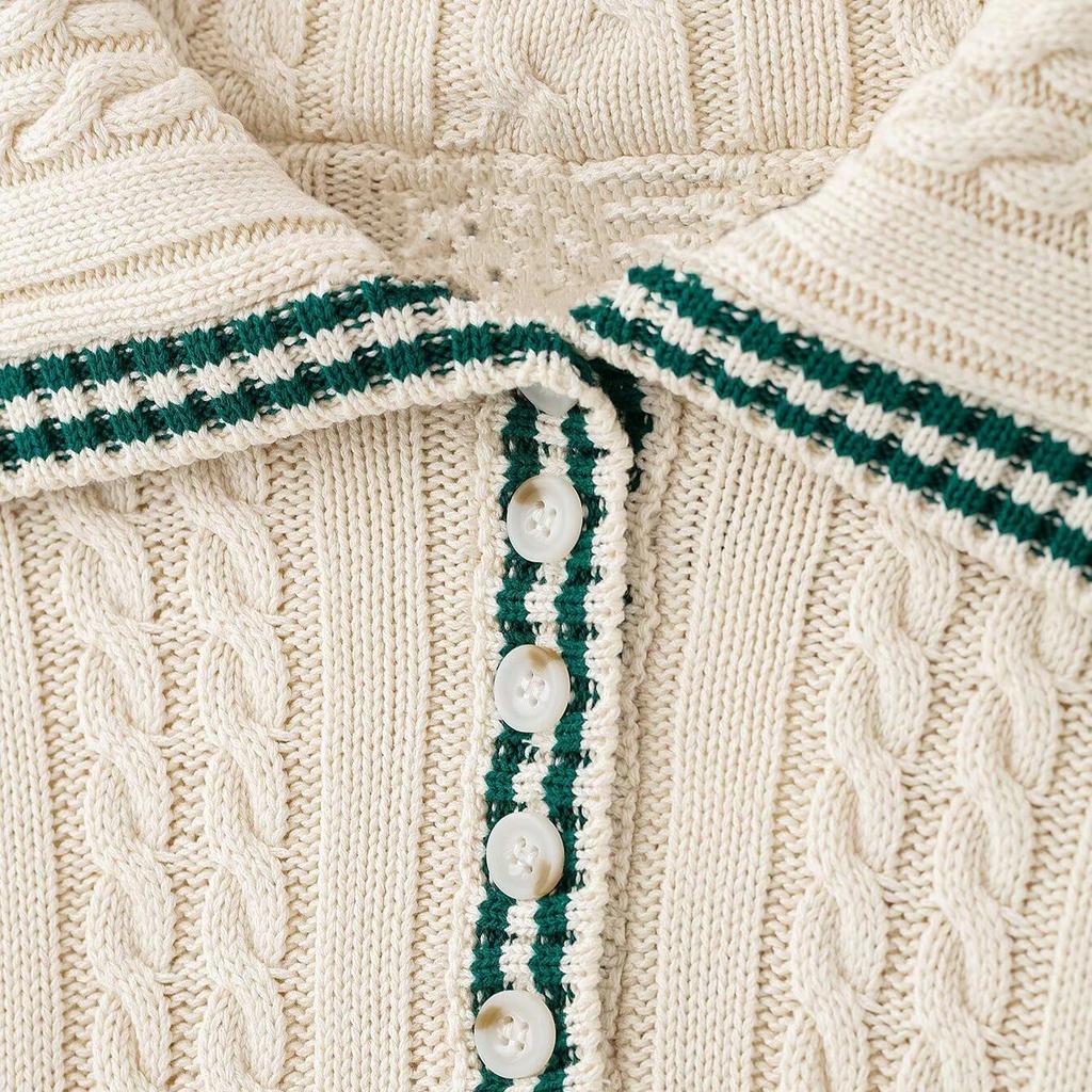 Spring 2025 Women's Slim Fit Knitwear with Eight-Strand Braid Lapel