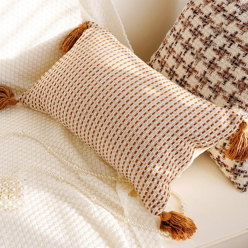 Brown Vintage Sofa Throw Pillow Cover Vintage Bedroom Headboard Cushion Simple and Modern Decorative Throw Pillow Customizable