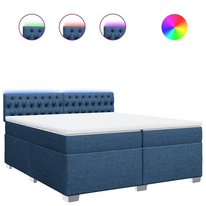 VidaXL Sommier à lattes de lit avec matelas Bleu 200x200 cm Tissu 3288308