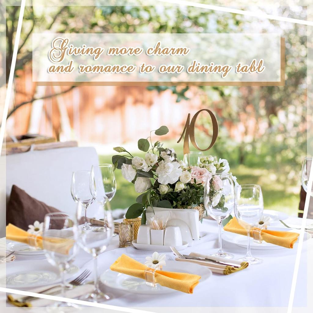 Flower Napkin Rings Clear Acrylic Napkin Holder Rings Bulk Square Flower Bud Vase Combo for Wedding, Birthday Banquet Table Decor, 1.77 x 1.97