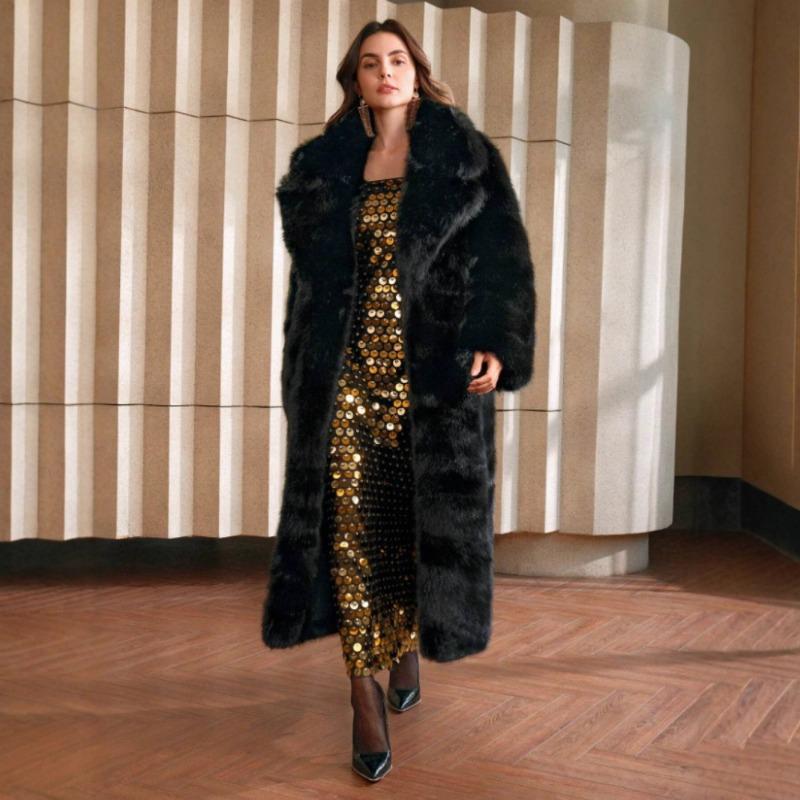 Xiyin's New Autumn and Winter Fashion Fluffy Long Coat Imitation Fox Hair Fluffy Parka Coat