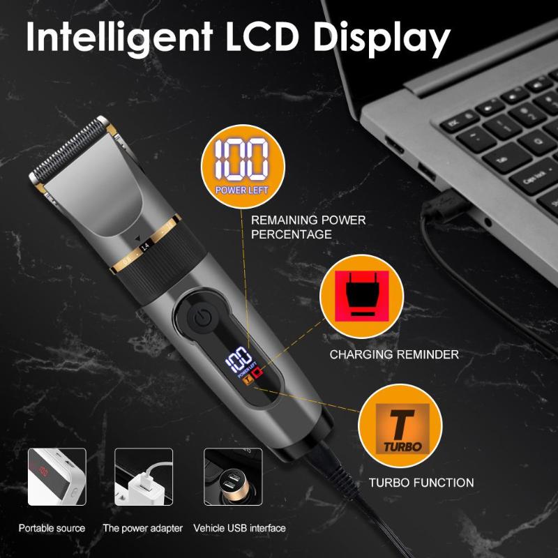 Digital Display Hair Clipper Oil Head Engraving Electric Hair Salon Special Rechargeable Electric Fader
