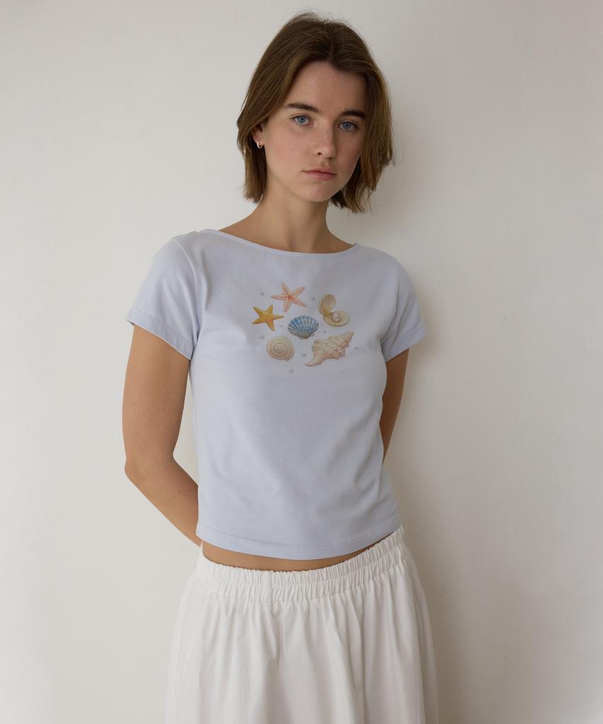 AMONG A Pearl Shell Tee_Light Blue