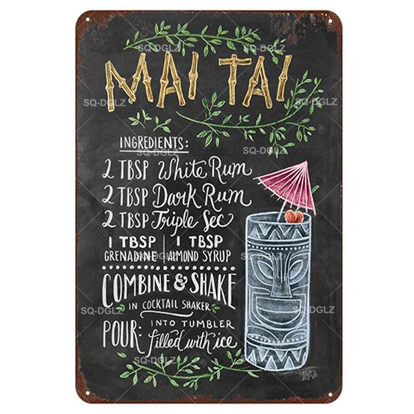 [SQ-DGLZ] Mojito Metal Sign Vintage Metal Plaque Plates Decor For Pub Bar Home Wall Decor Tin Signs Cocktail Poster Gift