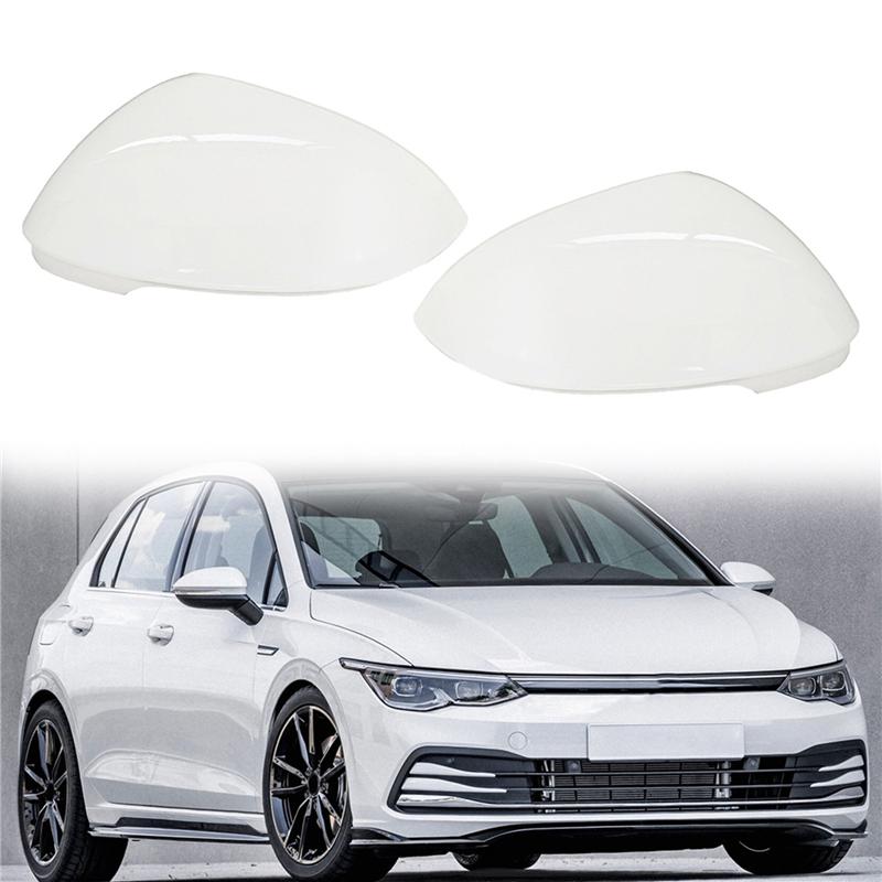 NEW-3Pair Car White Rearview Side Glass Mirror Cover Trim Rear Mirror Covers Shell For-VW Golf 8 MK8 2025 2025