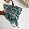 Headscarf women's idyllic summer new clear plaid triangle scarf scarf women's knitted headband silk scarf