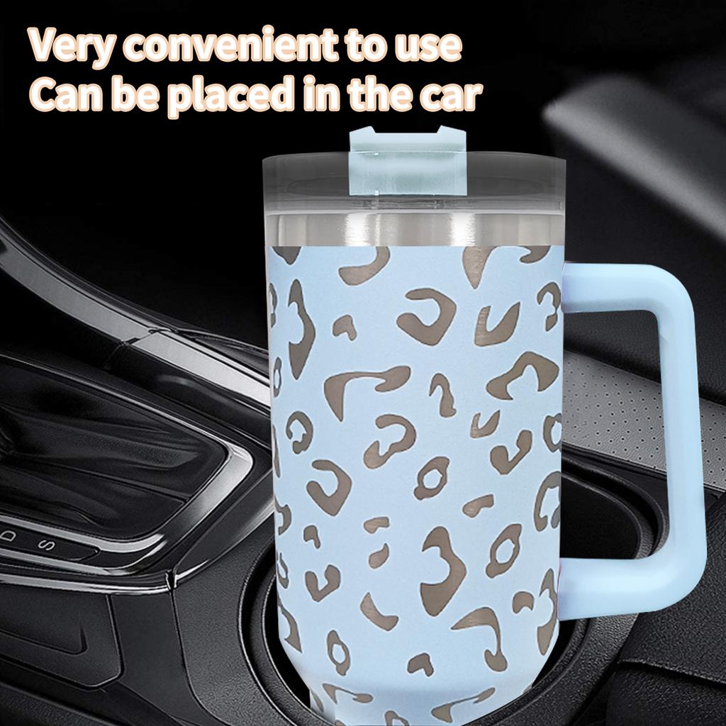 Big Capacity 40oz Handle Car Cup 304 Stainless Steel Travel Mug Outdoor Insulation Cup With Lids And Straw