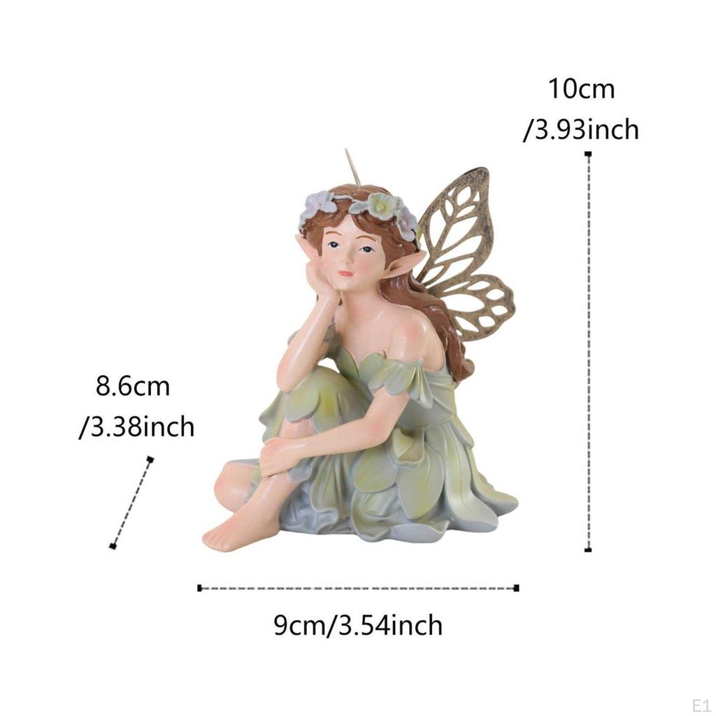 Resin Fairy Statue Gift Idea Mini Display Piece Figurine for Micro Landscape
