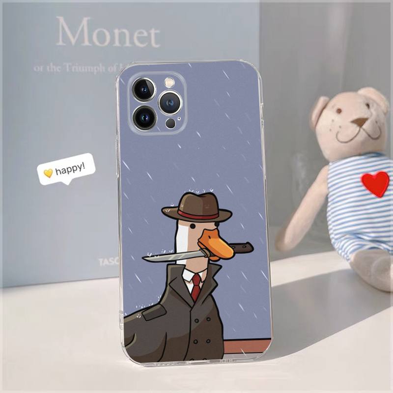 Cartoon duck Phone Case For iPhone 14 13 12 11 Pro Max XS X XR SE 2020 6 7 8 Plus Mini Transparent Shell