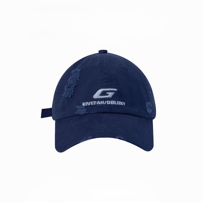 American Retro Old Ripped Baseball Hat Women Casual and Versatile Letter Embroidered Baseball Hat Curved Brim Sun Hat