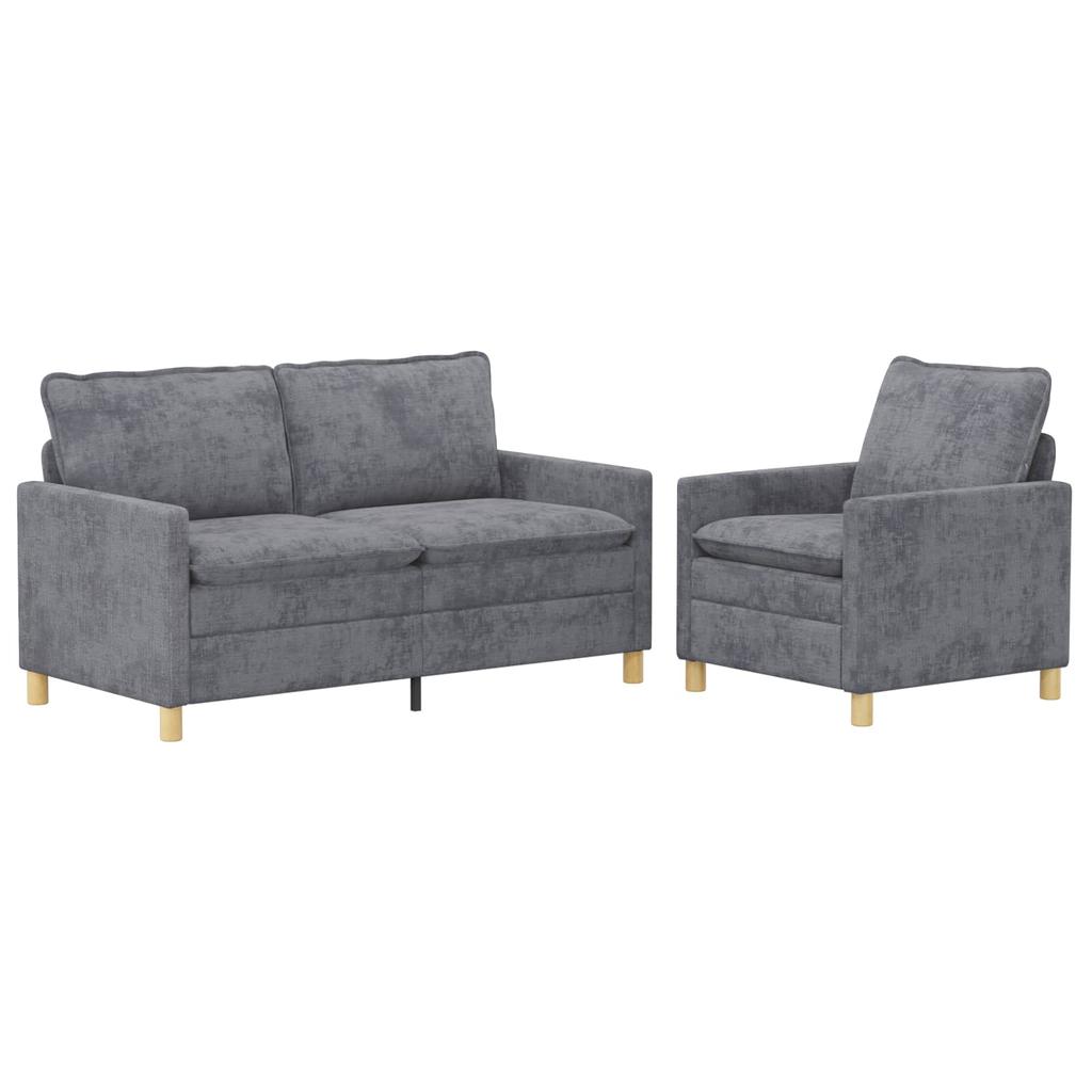 Sofa Set 2 Pcs Light Grey Polyester