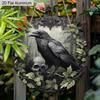 2D Flat Aluminium Retro Halloween Sign with Crow Pattern - Halloween Figurine Ornaments - Ideal for Front Door, Wall, Porch, Window Decor - Ideal