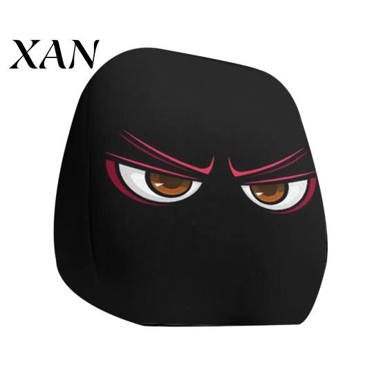 Vehicle Interior Comfort Accessories Halloween Car Headrest Cover, Scary Pattern Print Stretchable Soft Fabric Guard Protector, Breathable Polyester