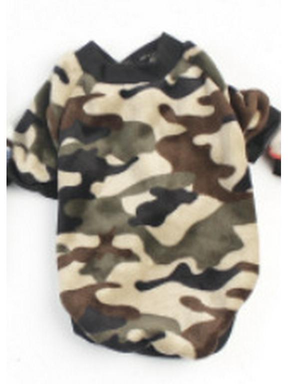 Maskáčová plyšová mikina pro bišonka: Roztomilé, odolné proti špíně, univerzální oblečení pro domácí mazlíčky na podzim a zimu