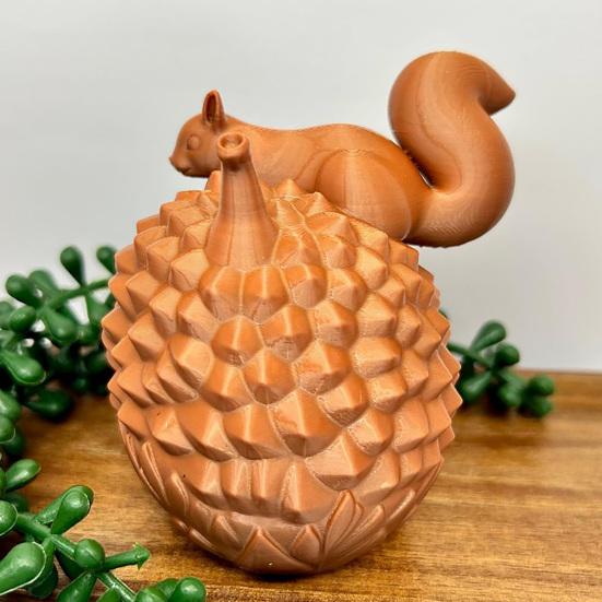Unique Animal Shape Organizer 3D Printed Squirrel Pinecone Jewelry Tray, Large Storage for Capacity Box Rings Necklaces Small Accessories, Forest