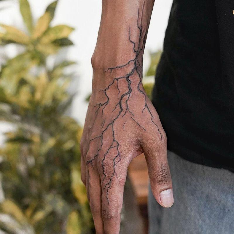 Lightning Waterproof Herbal Tattoo Stickers for Stylish Men and Women: Ideal for Neck, Arms, and Legs.