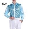 Sequin Embellished Men Shirt Luxury Sequins Performance Lapel Long Sleeve Single-Breasted Lightweight Wedding Stage Slim Fit Formal Casual Tops