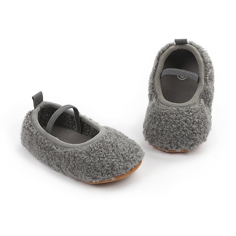Warm Cotton Furry Baby Walking Shoes for 0-1 Year Olds - Indoor Autumn/Winter Wear