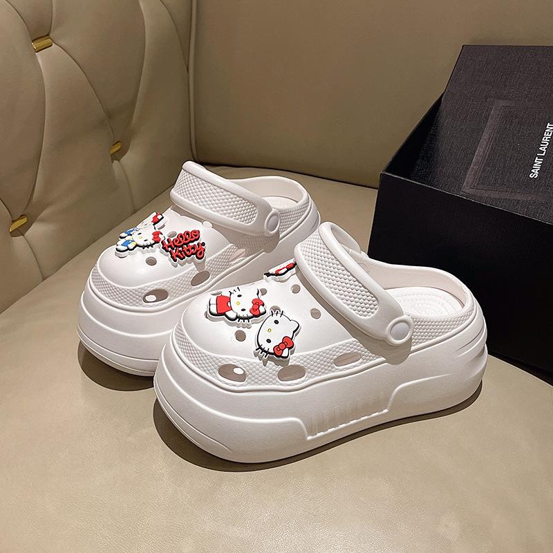 Hole shoes women's summer wear 2025 new thick-soled heightened non-slip beach shoes bag head sandals women