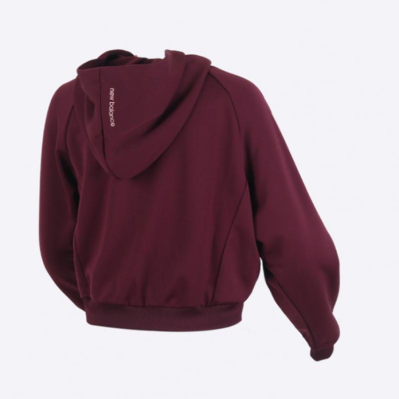 New Balance Women S Semi Crop looSe Fit Collared Zip Up Burgundy