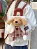 Cute Plush Dog Cartoon Backpack With Canvas Material And Drawstring Closure For Daily Use