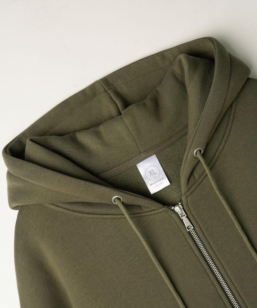 Jemut Netro Oversized Zip-Up Hoodie Dark Khaki Ishd2682