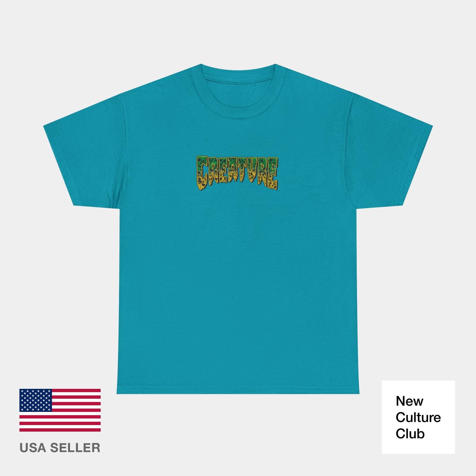 Creature Skateboard 90s Skulls Green Vintage Classic Skate TShirt Print S разноцветный