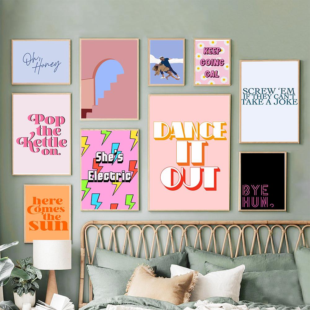 Art Quote Color Text Poster Picture Wall Mural Print Kid Nursery Living Room Home Decor Canvas Painting Motivational Keep Going