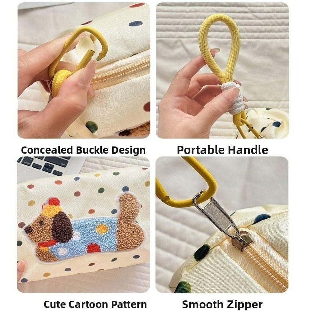 Zipper Travel Toilet Bag Large Capacity Skincare Storage Bag Cartoon Puppy Cosmetic Bag Stationery