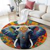 Elephant Mandala Round Area Rug,Carpet Rug for Living Room Bedroom Sofa Playroom Decor,Non-slip Floor Mat