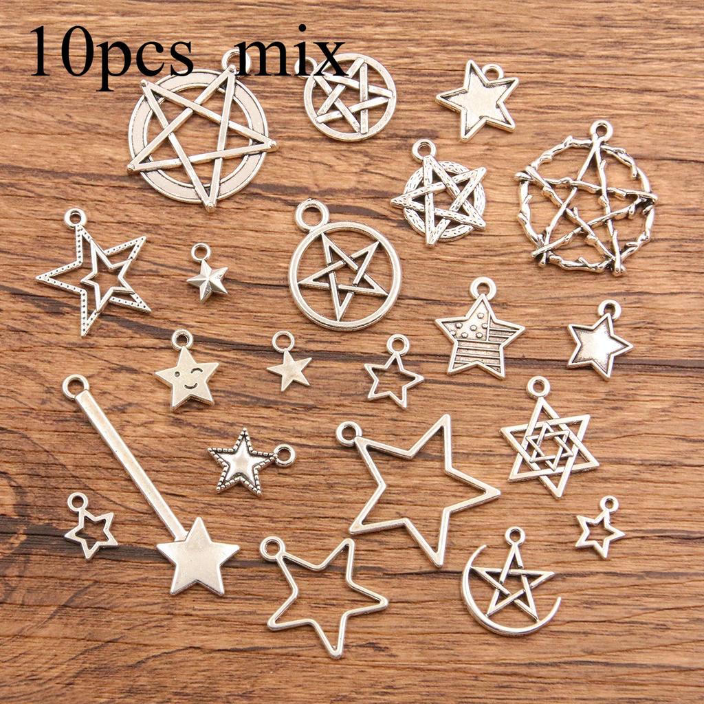 10pcs Hollow-out Pentagram Star Pendant Jewelry Pendant