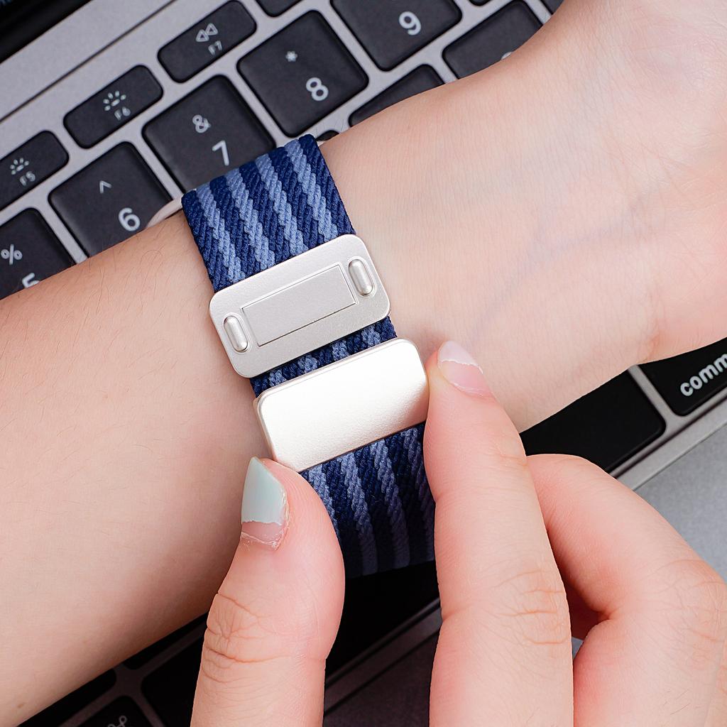 Suitable for Huawei GT5 watch strap, breathable nylon woven casual wristband, watch3pro nylon elastic magnetic strap