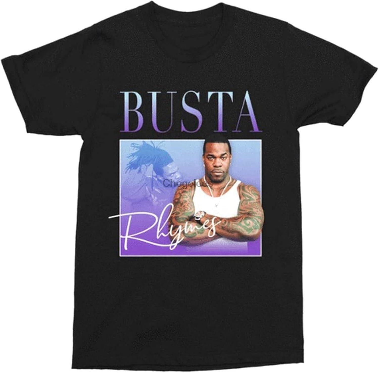 Men s Busta Rhymes Hip Hop Throwback Cotton T Shirt Black XXXXXL чёрный