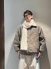 Men's American Style Tie-Dye Lamb Wool PU Leather Rivet Jacket