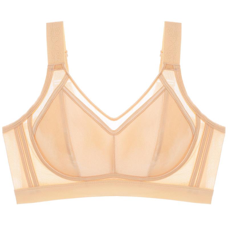 

Бесшовное нижнее белье Женский тонкий облегающий бюстгальтер с эффектом пуш-ап, предотвращающий провисание, с амортизацией, дышащий и без косточек 44/100D бежевый