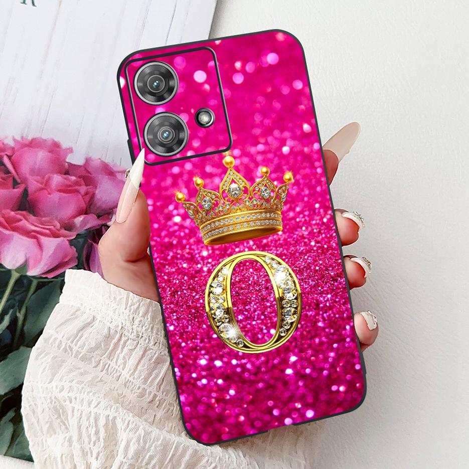 For Motorola Edge 40 Neo Case XT2307-1 Cute Crown Letters Cover Soft Silicone Phone Cases For Motorola Edge 40 Edge40 Neo Fundas