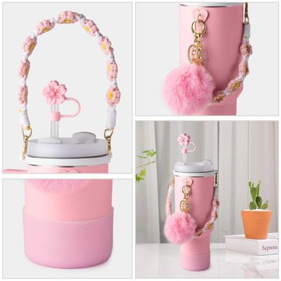 7Pcs Cup Accessories Set for 30/40oz Tumbler Silicone Handle Strap Boot Straw Cover Keychain Charms BPA-Free Reusable Decorative Gifts for Christmas
