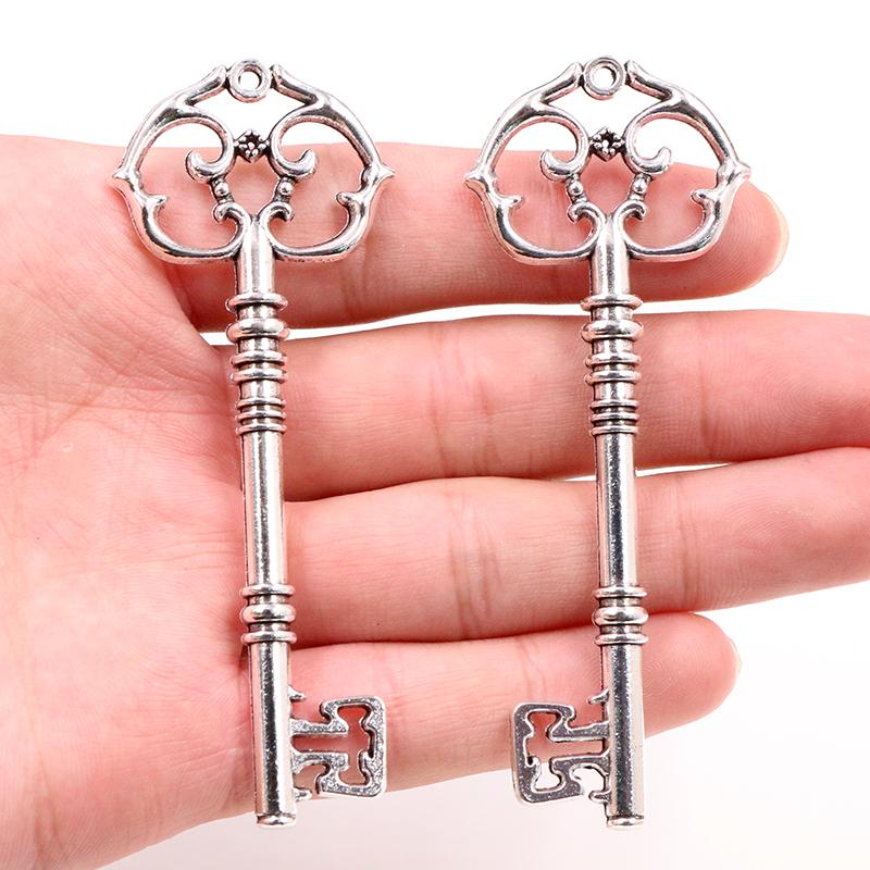 2pcs 83x31mm Metal Key Charms Pendant DIY Jewelry Making Accessories for Keychain Necklace Findings Decoration Supplies